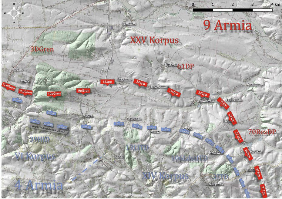Rzeczywista linia frontu ustalona na podstawie badań naukowców Uniwersytetu Jagiellońskiego i Akademii Górniczo-Hutniczej w Krakowie / źródło: archiwum dra Marcina Czarnowicza 