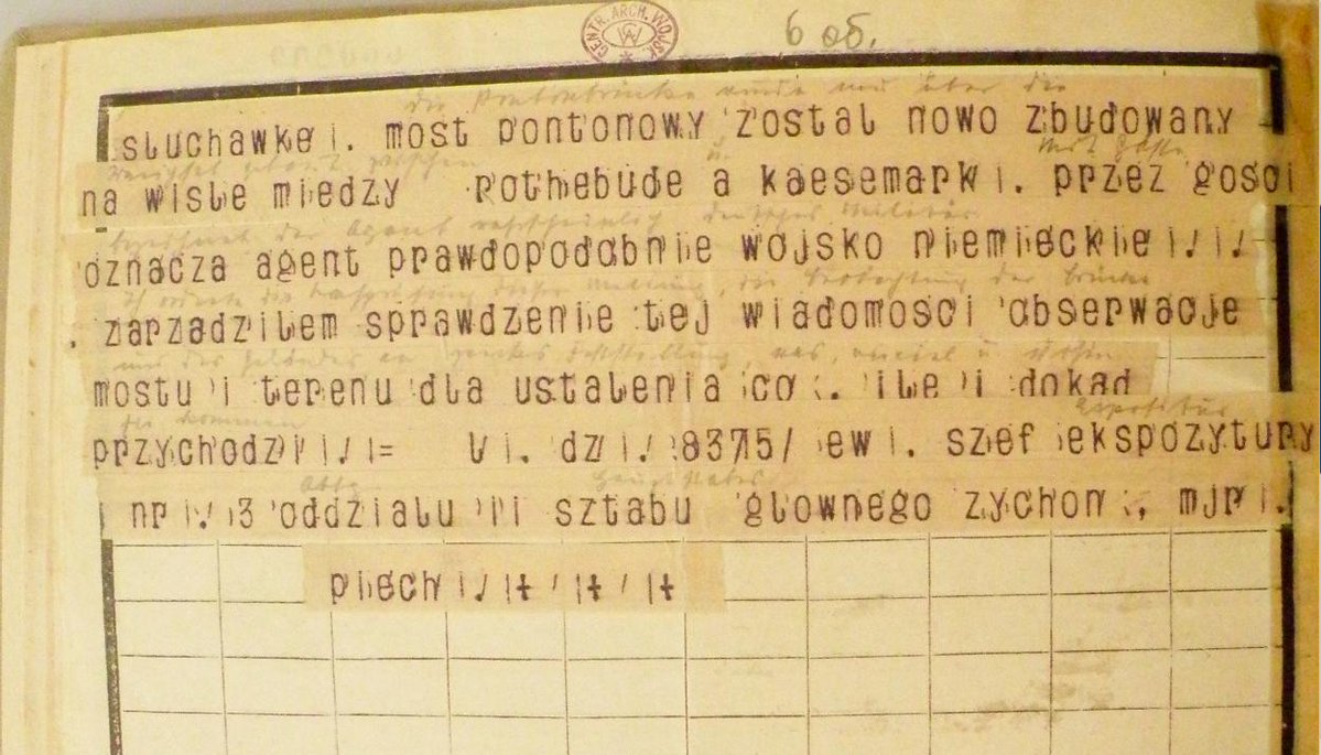 Meldunek mjr. Jana Żychonia do gen. Władysława Bortnowskiego z 31 sierpnia 1939, z godz. 23:15, informujący o przekraczaniu przez Wehrmacht granicy Niemiec z Wolnym Miastem Gdańskiem .Fot. wikipedia
