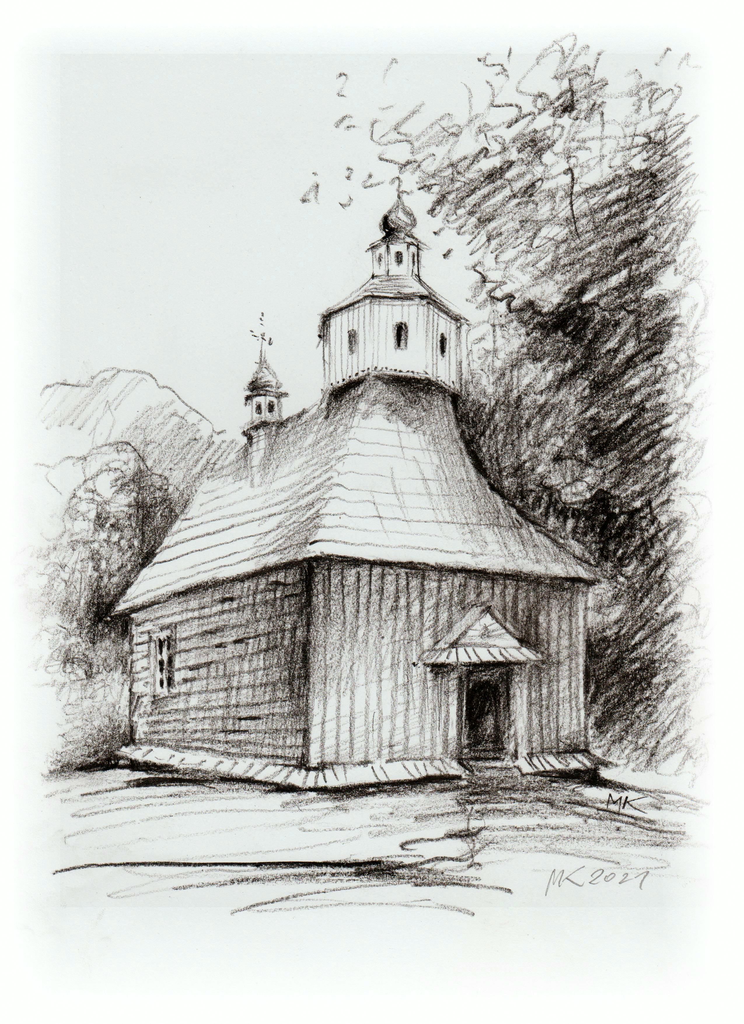 Stary kościółek w Turzy - rysunek MARKA KRETOWICZA