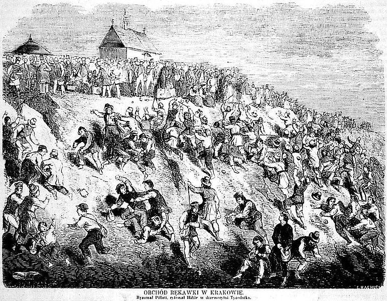 Kopiec Krakusa podczas Rękawki, „Tygodnik Ilustrowany”, 7/19 maja 1860.  ( fot.Wikipedia)