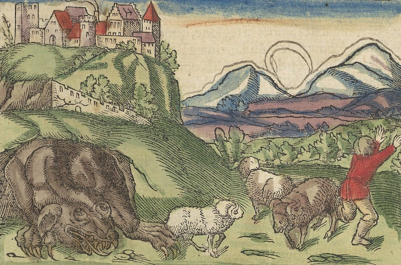 Smok wawelski. Ilustracja z 1550 roku do Cosmographiae universalis libri VI Sebastiana Münstera (fot.Wikipedia)
