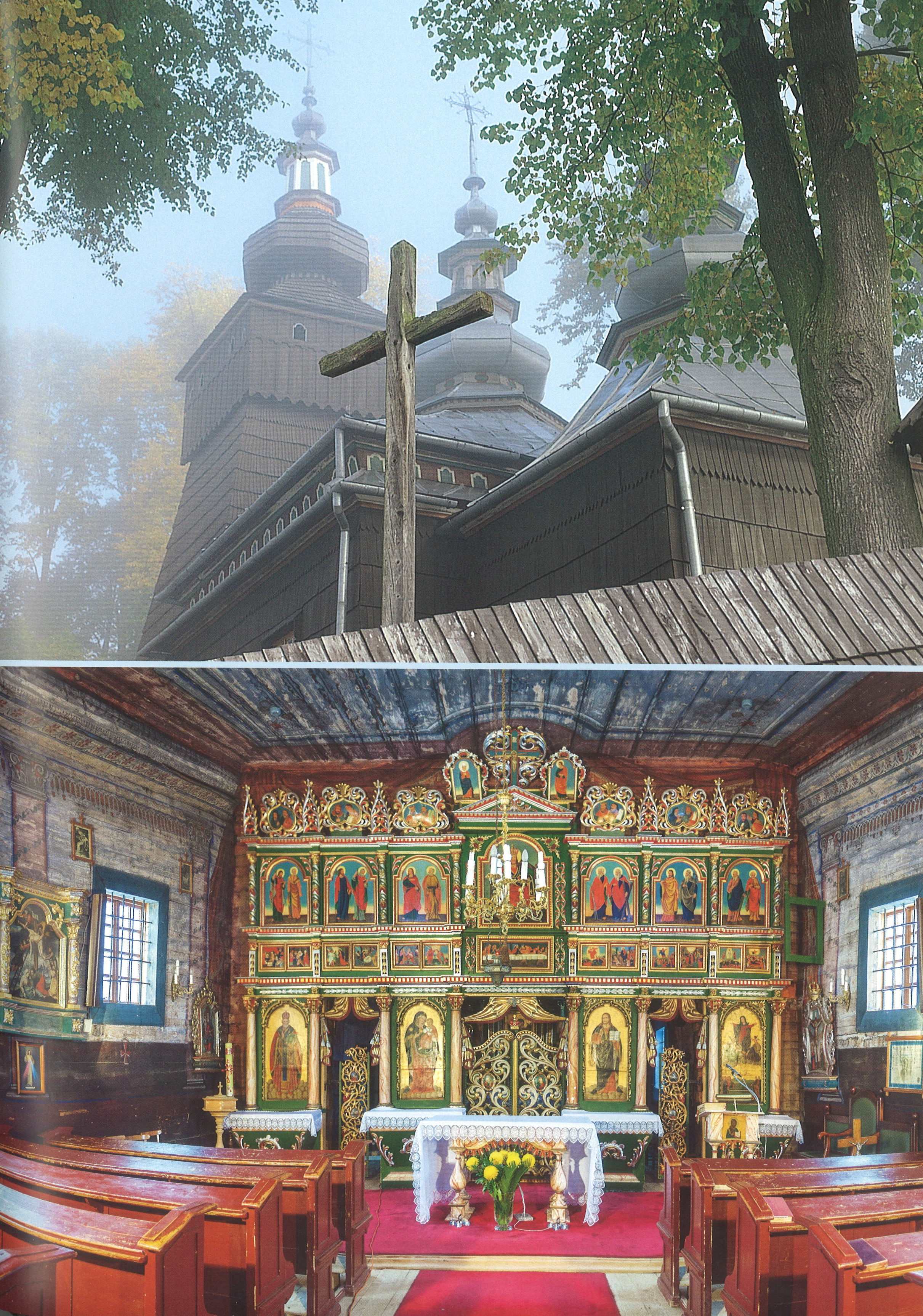 Cerkiew pw. Zaśnięcia Bogurodzicy z 1864 r. Obecnie filialny kościół rzymskokatolicki. Ikonostas z 1874 r. wykonany przez Wiktora Zompha (fot. album Państwo Muszyńskie i Pogranicze wyd. Miasto i Gmina Uzdrowiskowa Muszyna)