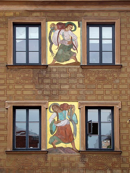 Polichromie Zofii Stryjeńskiej z roku 1928 na Rynku Starego Miasta w Warszawie  (fot. Szczebrzeszynski/Wikipedia)