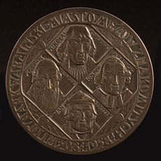 Medal Lidzbark Warmiński – miasto mężów znakomitych z wizerunkiem m.in. Ignacego Krasickiego (proj. J. Gosławski, 1958)  - fot. Piotr Jamski/Wikipedia