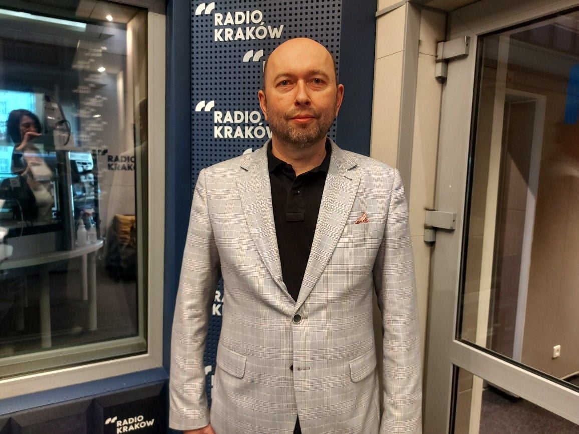 Wojciech Borowiec w studiu Radia Kraków, fot. Sylwia Paszkowska