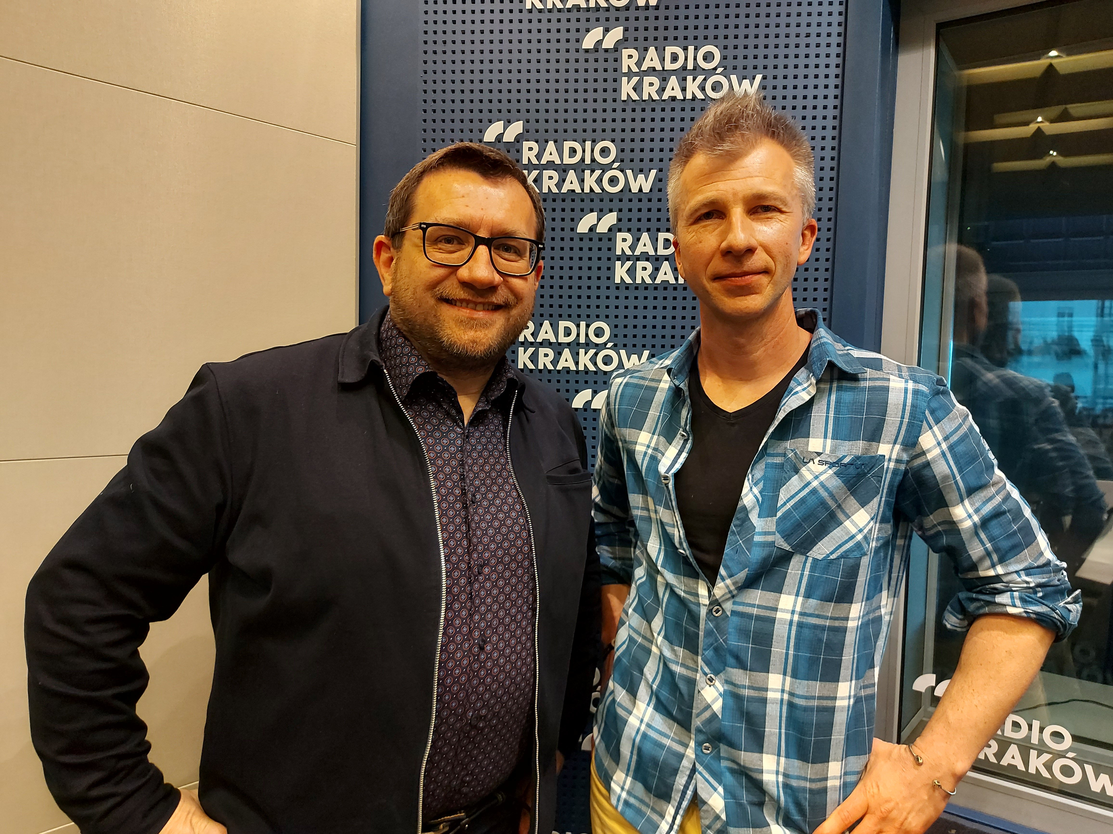 Zbigniew Grzyb i Piotr Dróżdż w studiu Radia Kraków, fot. Sylwia Paszkowska