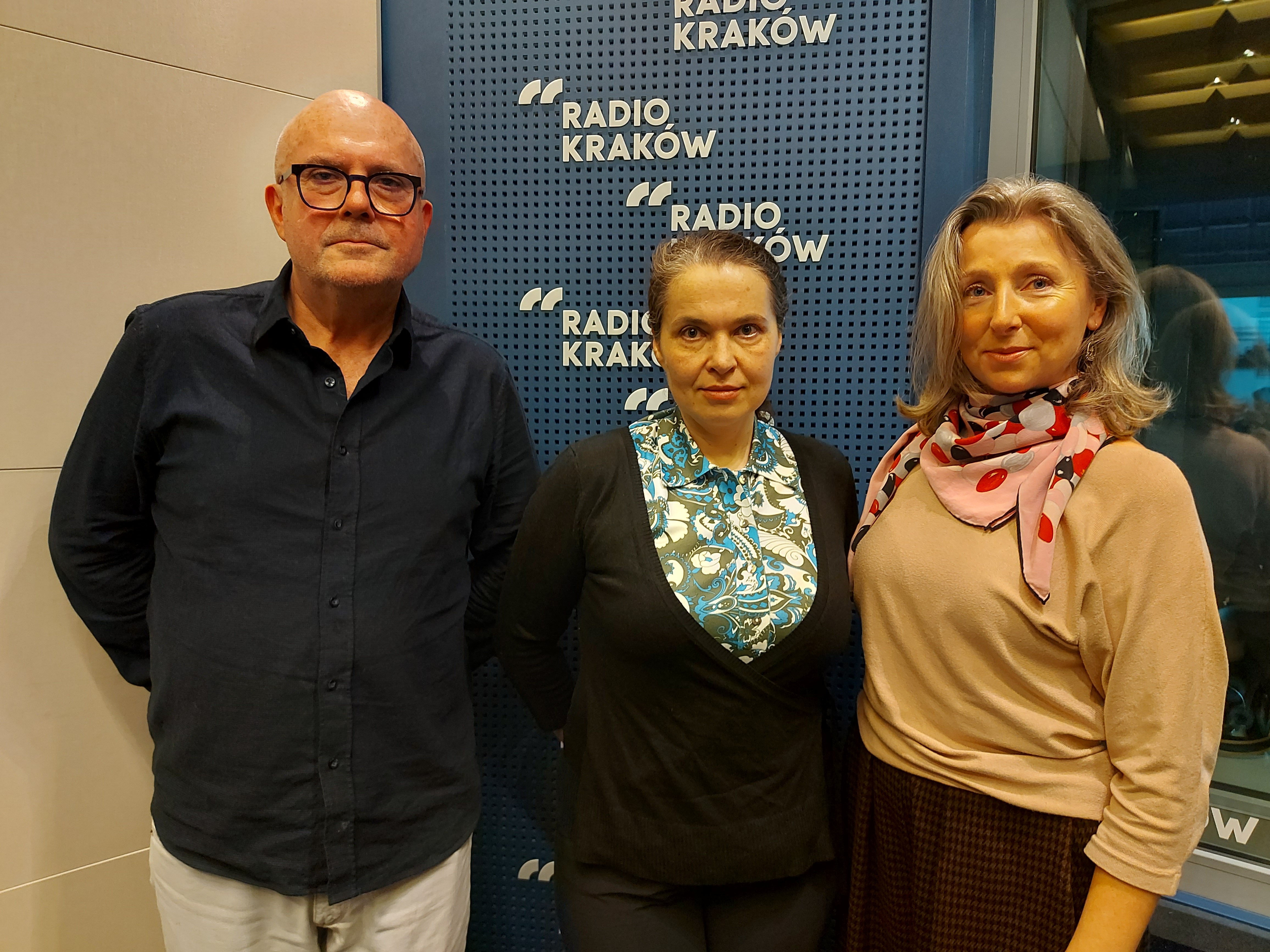 Wojciech Ornat, Barbara Sadurska i Jadwiga Malina w studiu Radia Kraków, fot. Sylwia Paszkowska