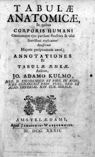Strona tytułowa wydania Tabulae Anatomicae z 1732 roku (fot. Wikipedia)