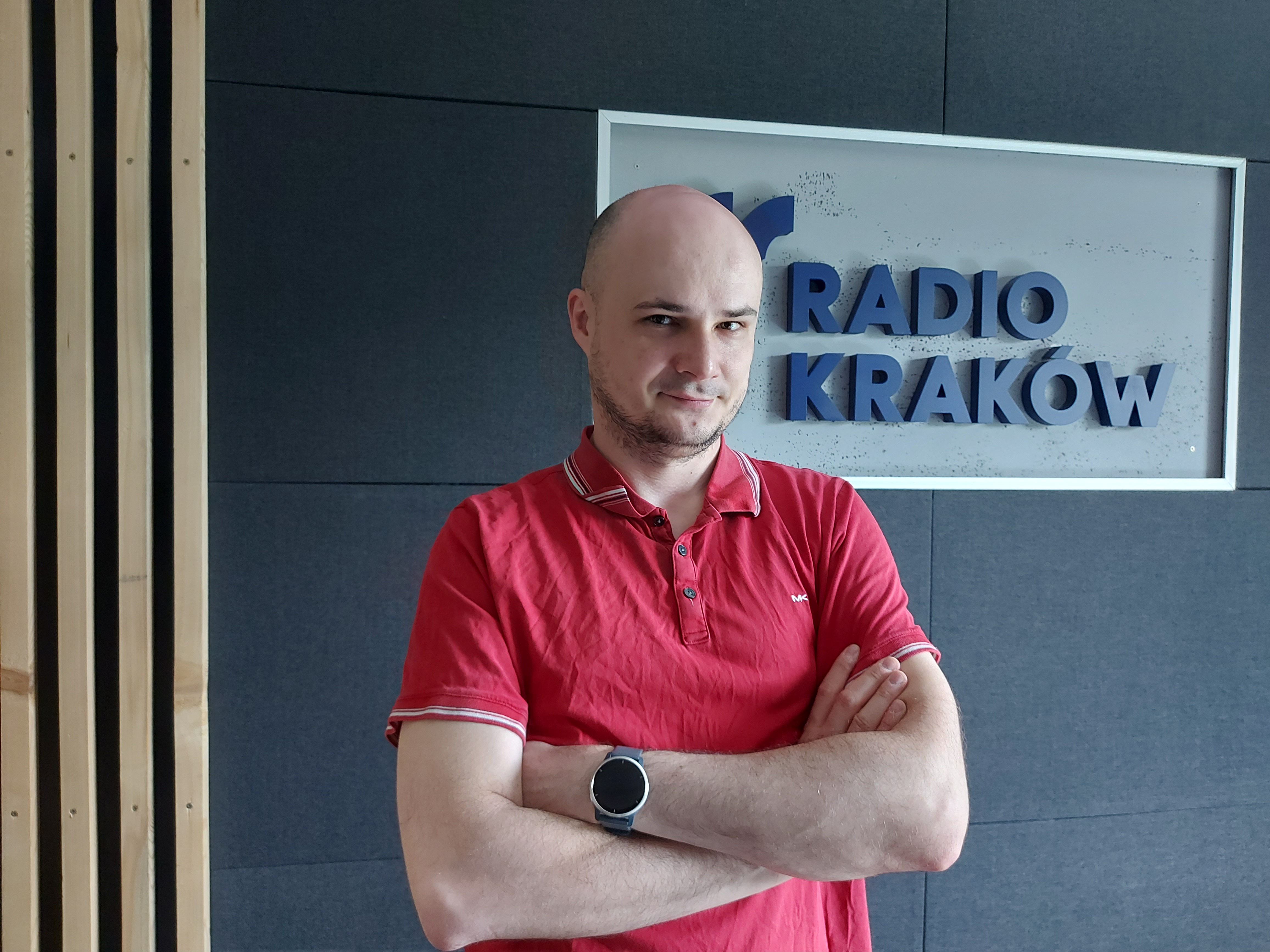 Dawid Góra w studiu Radia Kraków, fot. Sylwia Paszkowska