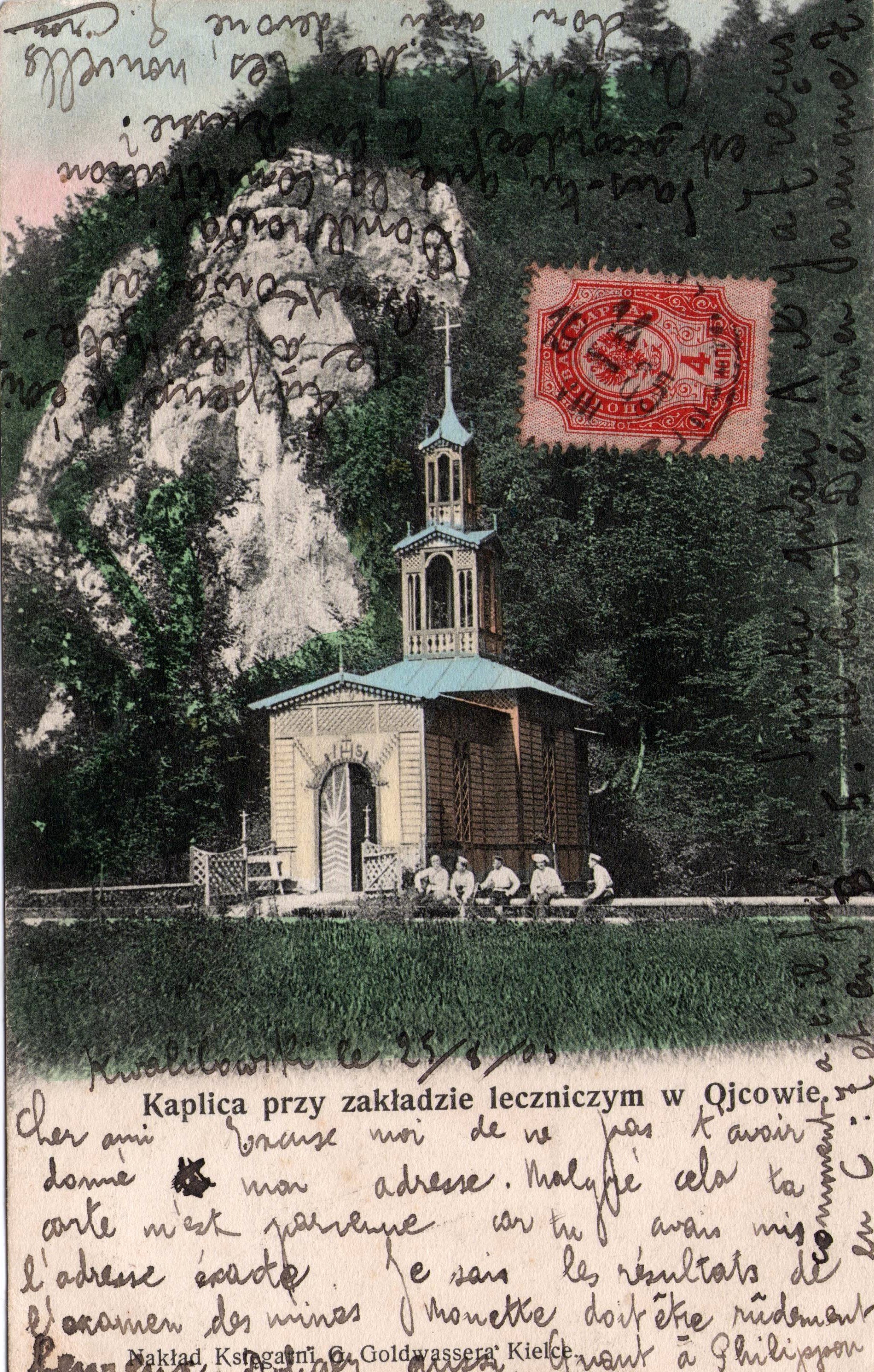 Kaplica przy zakladzie leczniczym w Ojcowie. Nakład Księgarni G. Goldwassera Kielce ok.1903r. (fot. ze zbiorów M.Piotrowskiego)