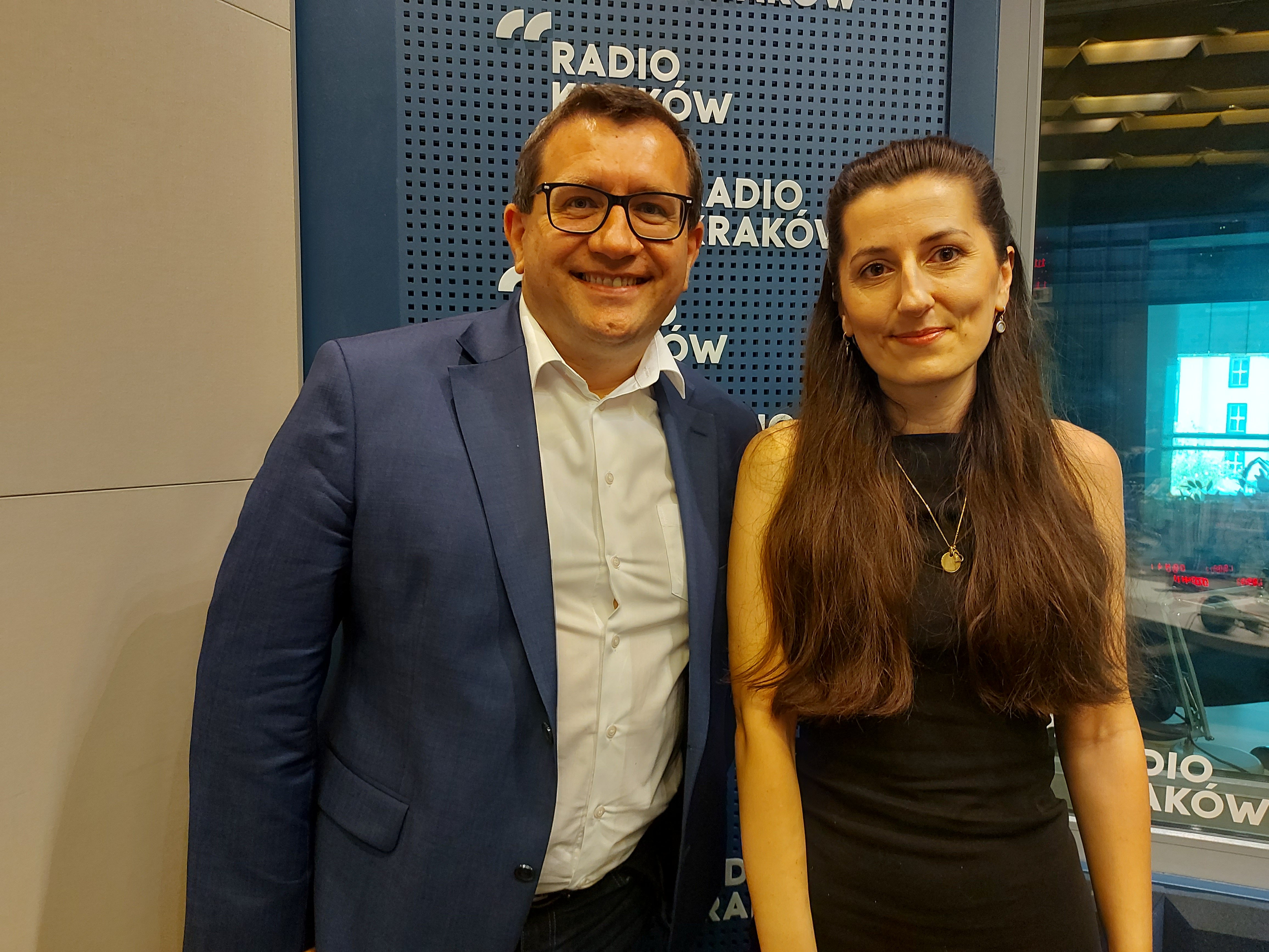 Zbigniew Grzyb i Joanna Walczak w studiu Radia Kraków, fot. Sylwia Paszkowska