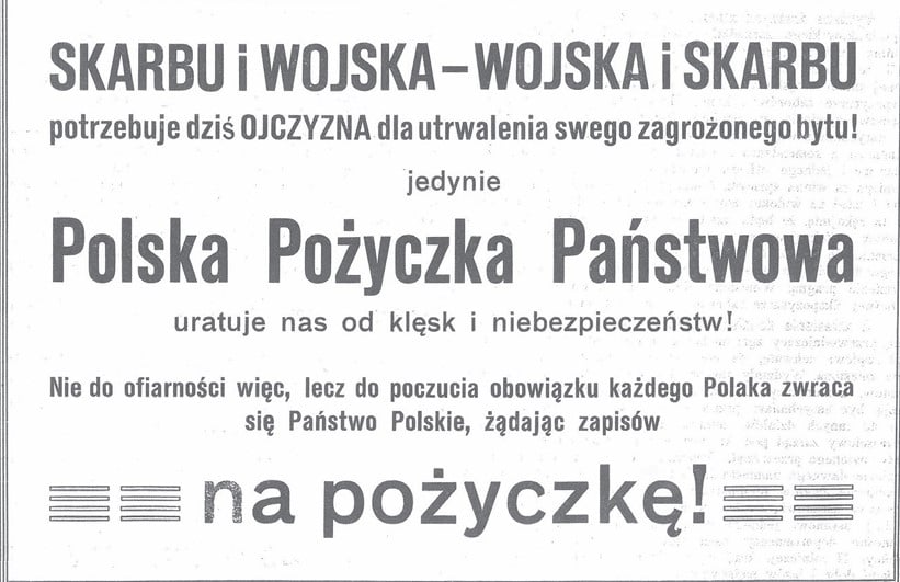 Reklama polskiej pożyczki państwowej w „Tygodniku Rolniczym” z lat 1918–1919. Związek Ziemian w Krakowie przyjął w lipcu 1921 r. uchwałę, w której  za propaństwowe i patriotyczne uznano działania o charakterze gospodarczym,  jak sprzedaż zboża konsumentom bezpośrednio przez organizacje rolnicze lub  ziemiańskie z wykluczeniem pośredników