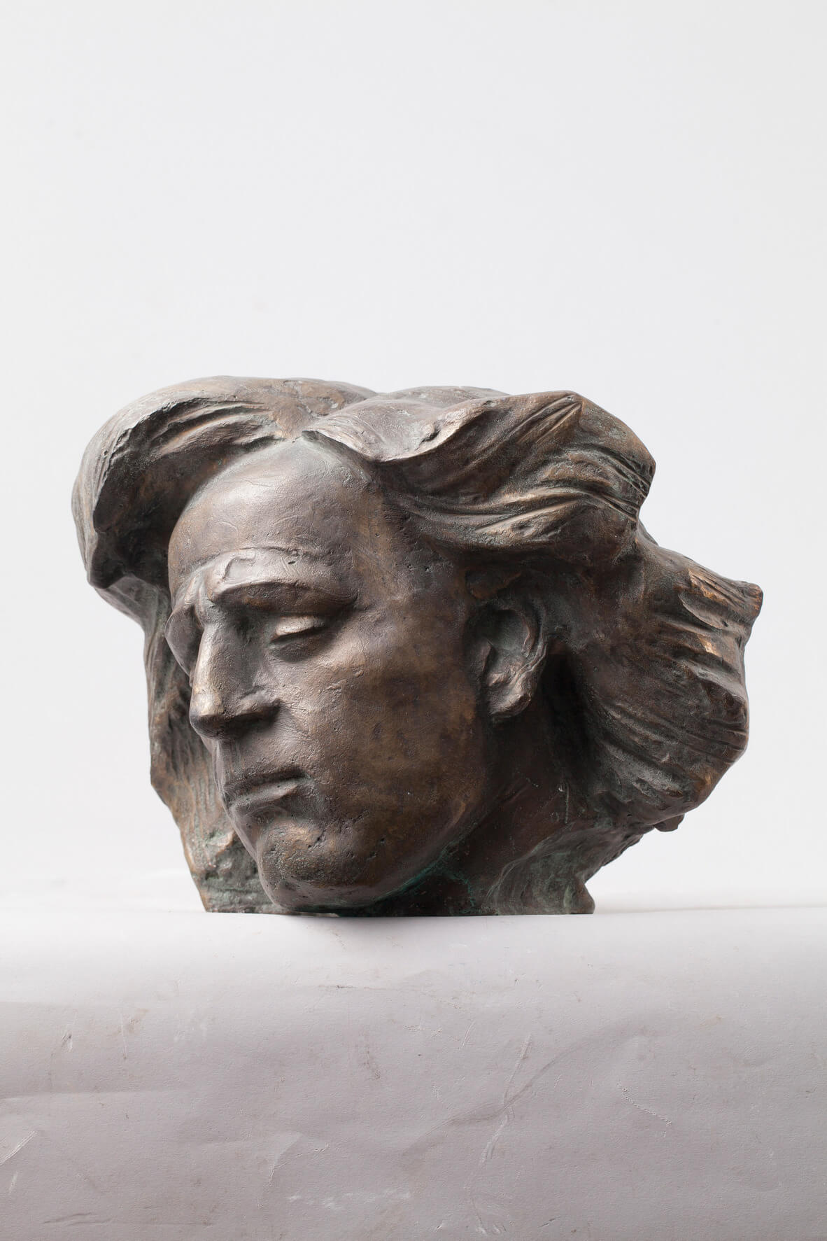 Fryderyk Chopin, głowa - detal z repliki pomnika Chopina z warszawskich Łazienek dla miasta Hamamatsu w Japonii (1992)