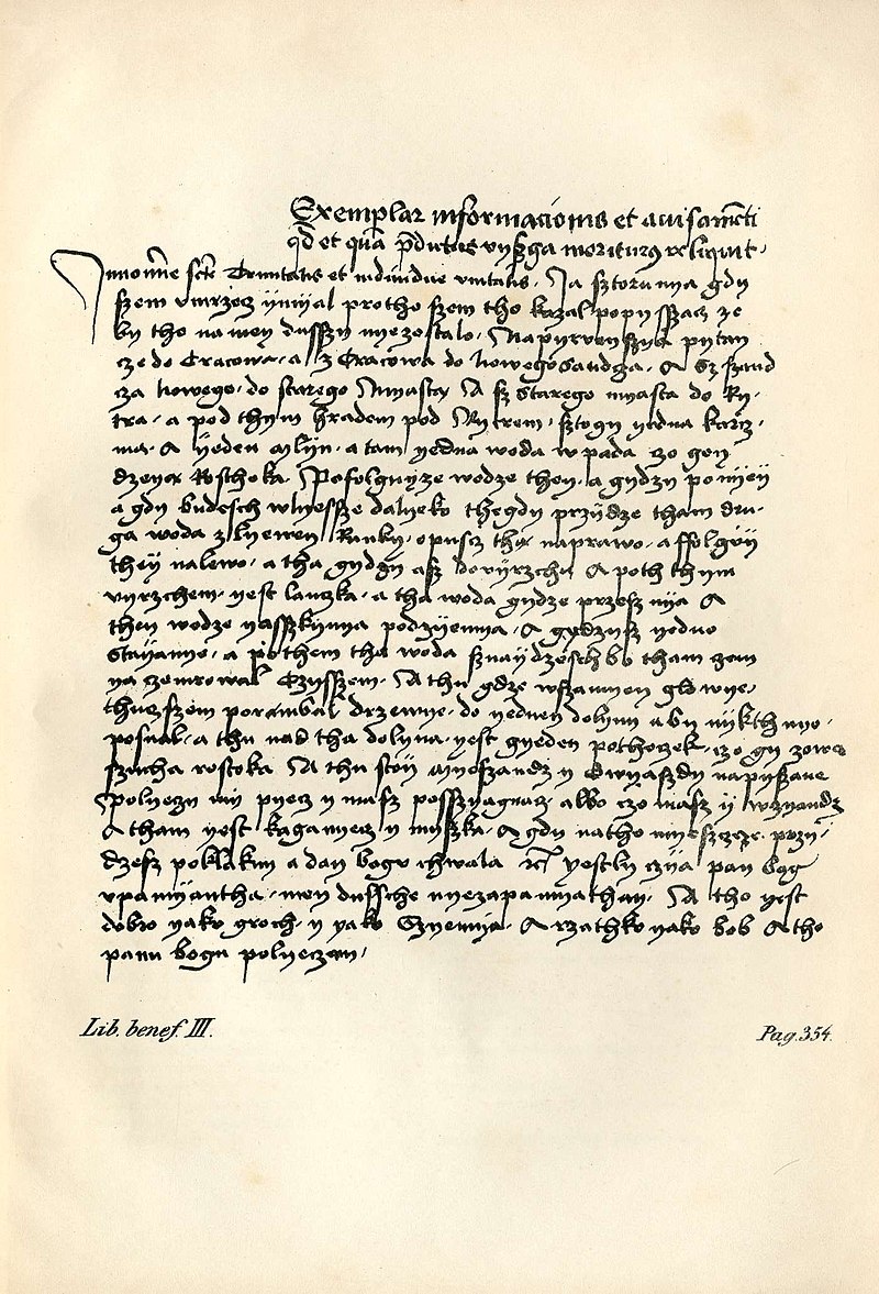 Podobizna zapisu testamentu Piotra Wydżgi, opublikowana przez Aleksandra Tyszyńskiego (fot. Wikipedia)