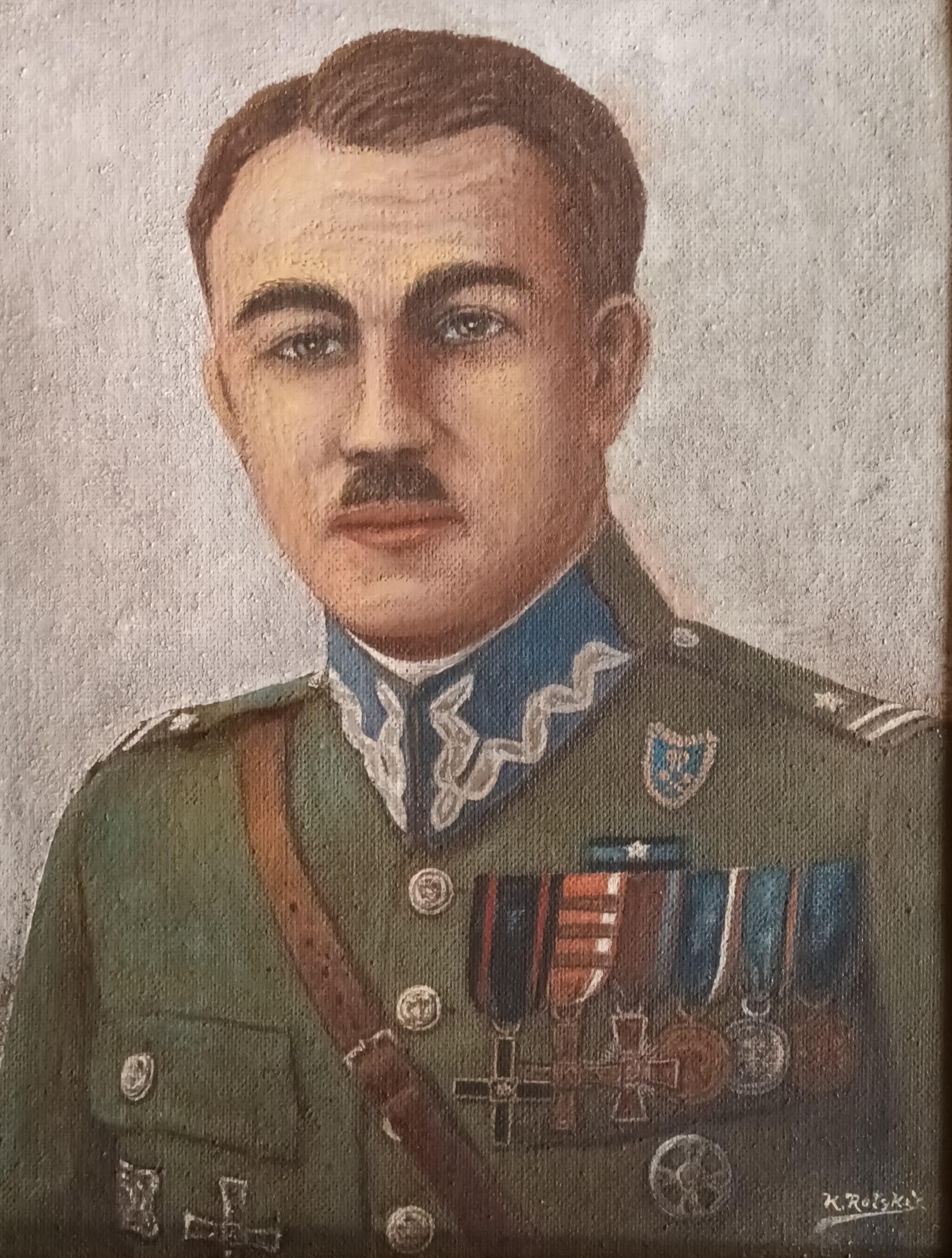 Karol Rolski, autoportret, olej na desce