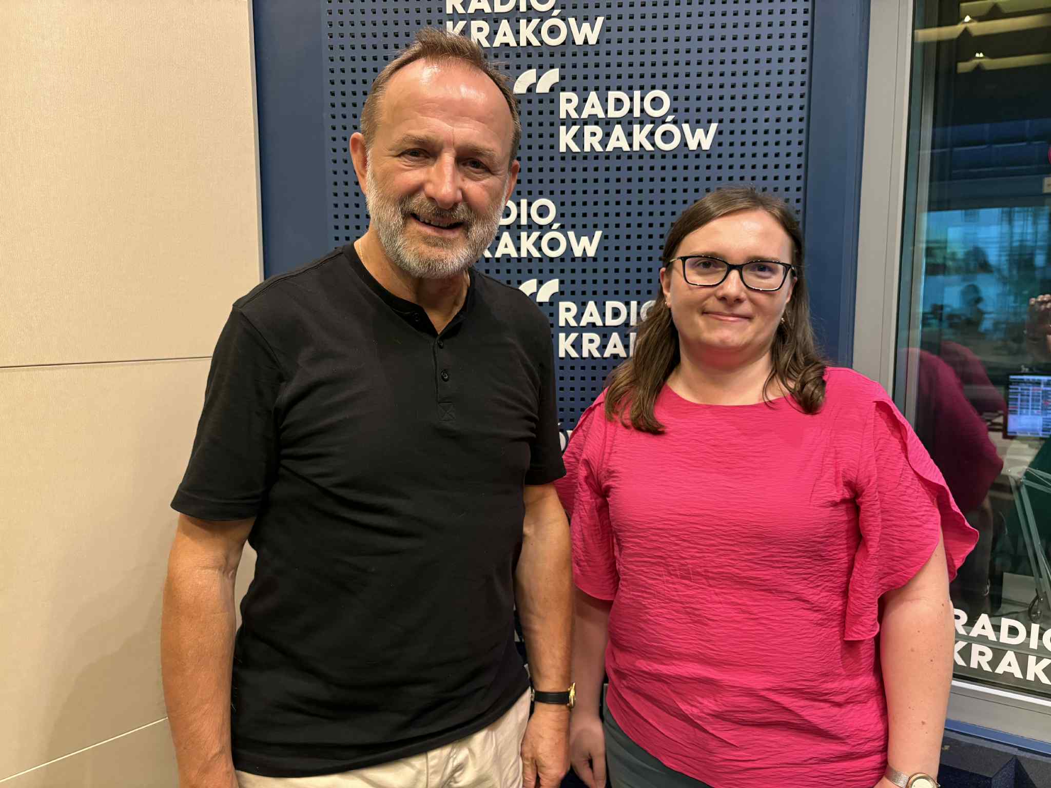 Piotr Wasilewski i Paulina Knapik-Lizak w studiu Radia Kraków, fot. Sylwia Paszkowska