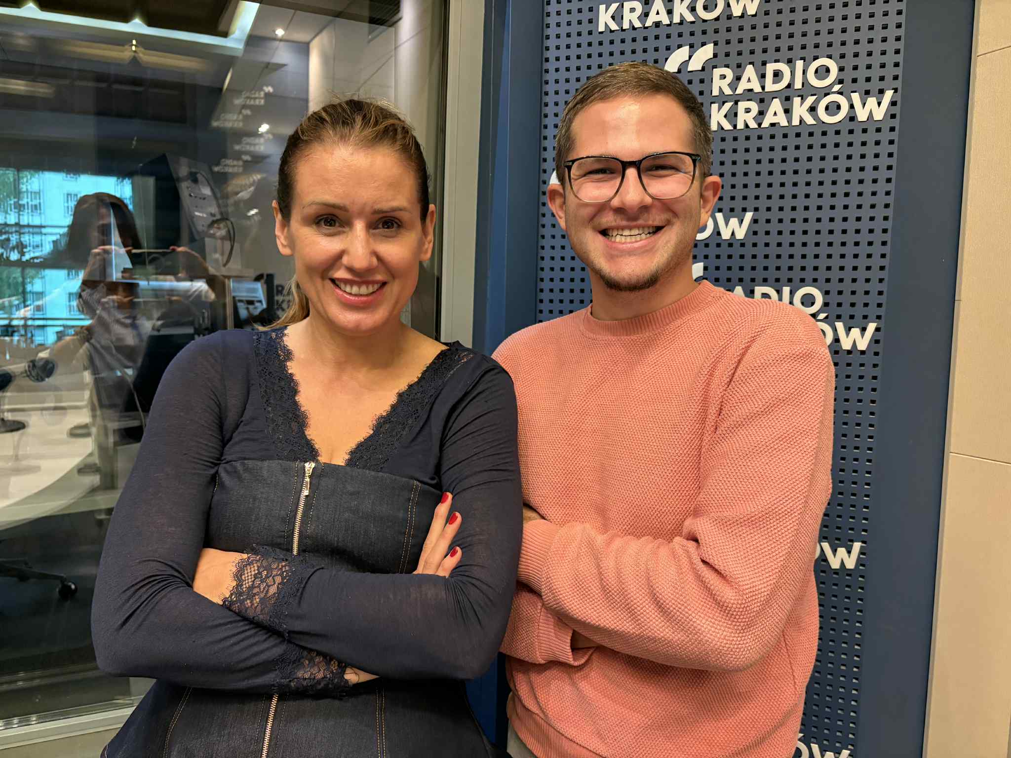 Dr Małgorzata Majewska i Aleksander Konieczny w studiu Radia Kraków, fot. Sylwia Paszkowska 