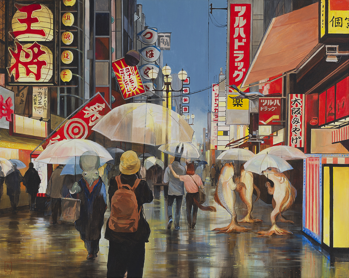Street in Osaka 2_2025_80 x 100 cm_acrylic on canvas