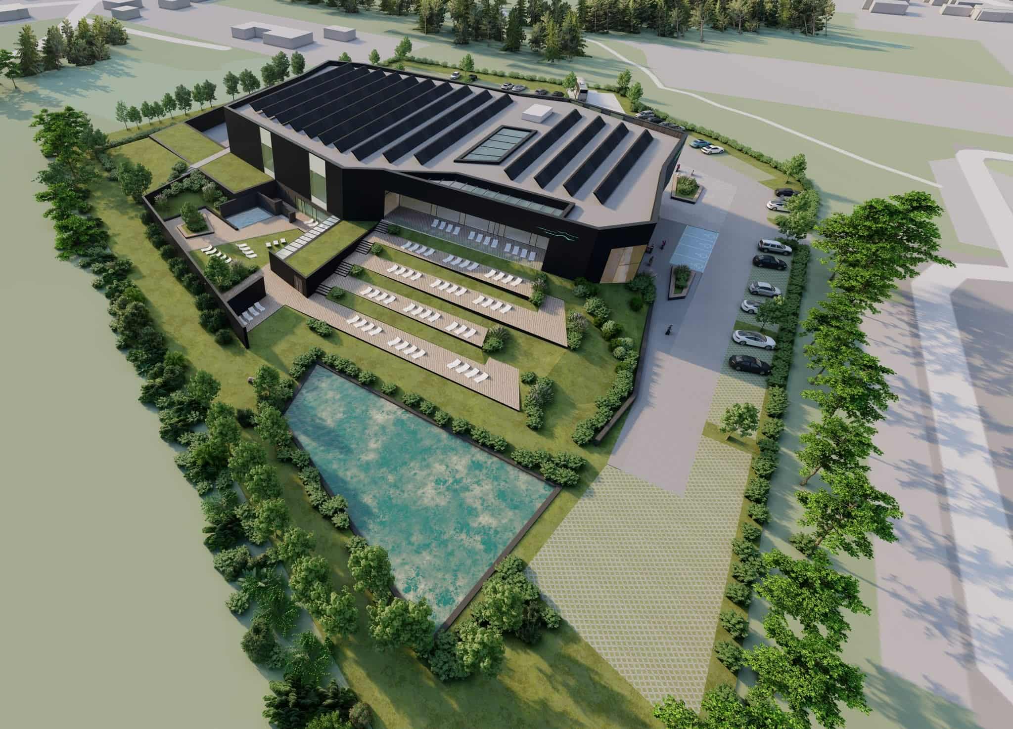 Wizualizacja nowej pływalni w Olkuszu. Fot. PAS Pracownia Architektoniczna Mariusz Szczuraszek