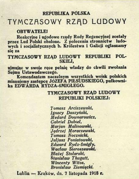 Afisz Tymczasowego Rządu Ludowego Republiki Polskiej (fot. Wikipedia)