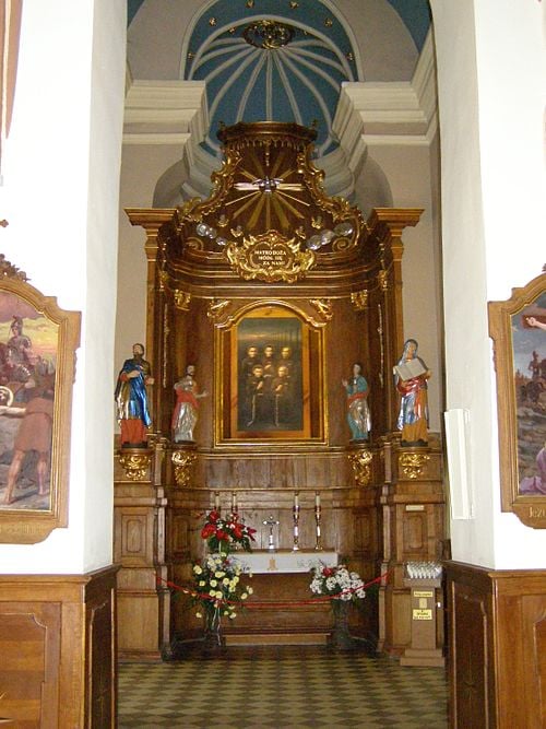 Krystyn Gondek w grupie męczenników franciszkańskich - ołtarz w kościele Wszystkich Świętych we WŁOCŁAWKU (fot. Albertus teolog/Wikipedia)