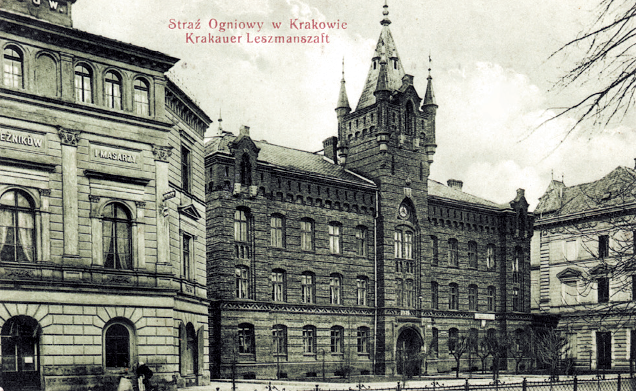  Widok strażnicy Miejskiej Straży Pożarnej w Krakowie, ok. 1910, własność prywatna