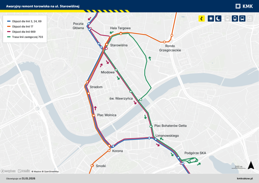 Mapa objazdu przygotowana przez