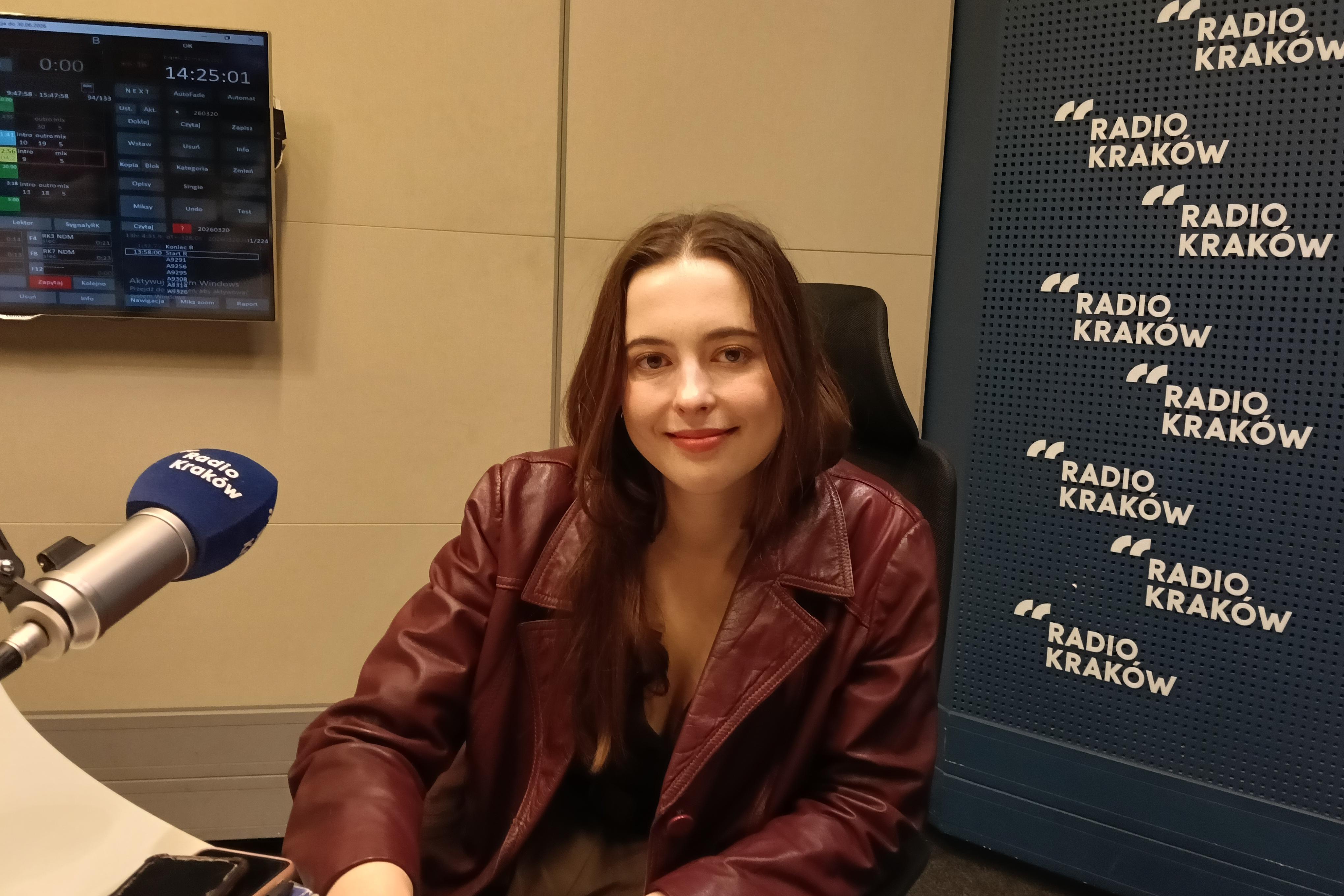 Maria Świątkowska w studiu Radia Kraków