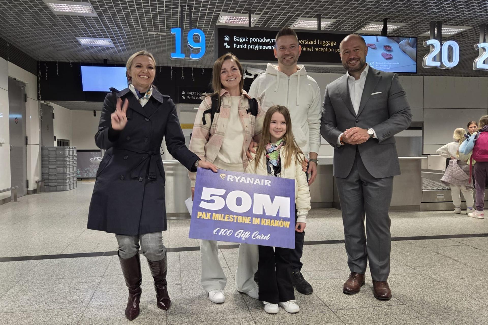 Ponad 50 mln pasażerów linii Ryanair na lotnisku Kraków Airport