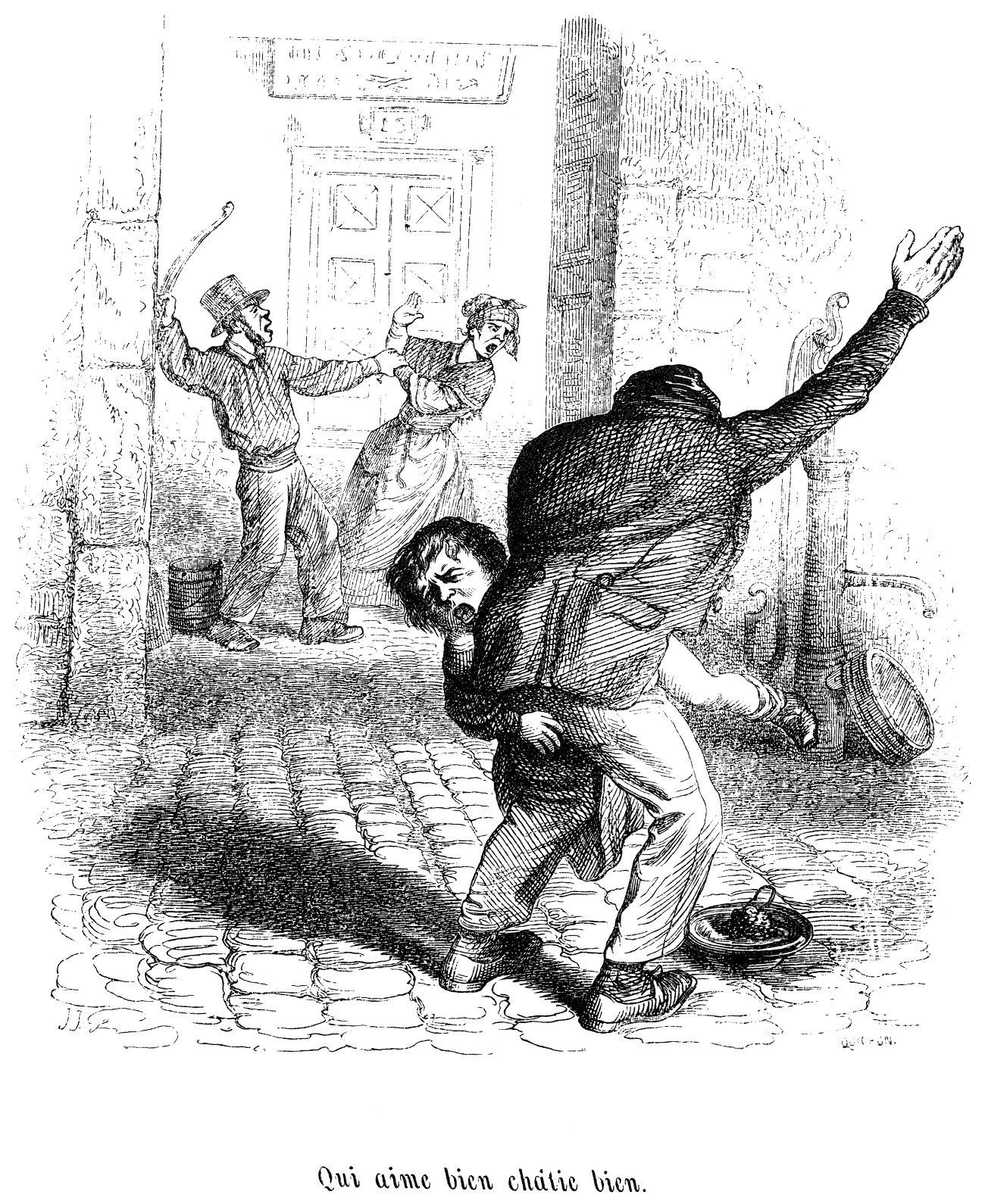 Przemoc w rodzinie nie jest zjawiskiem nowym. Ilustracja H. Fourniera z 1845 roku / Wikipedia 