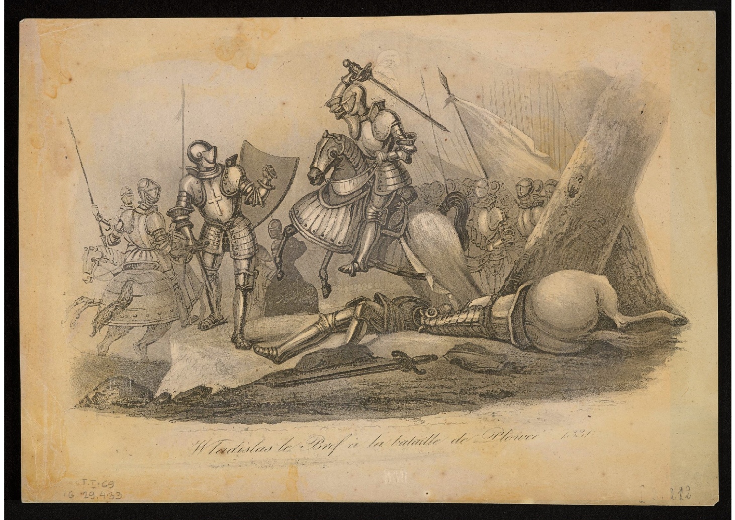 Władysław Łokietek w bitwie pod Płowcami 1331, grafika, rysunek przed 1900 r./ polona.pl