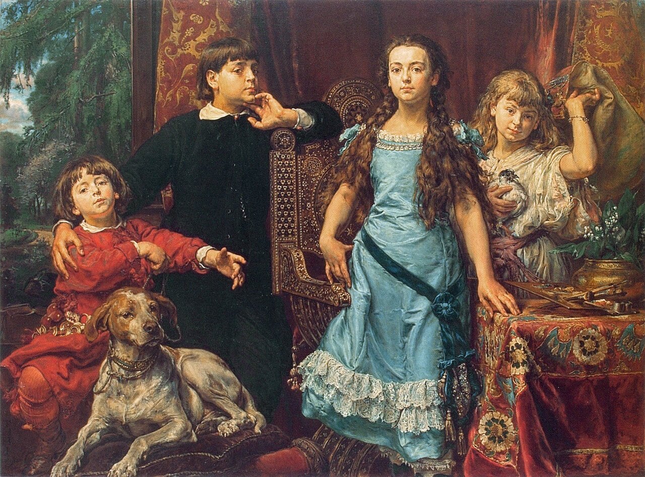 Jan Matejko, Portret czworga dzieci artysty, Lwowska Galeria Sztuki, Wikipedia. Beata Matejkówna  pierwsza z prawej
