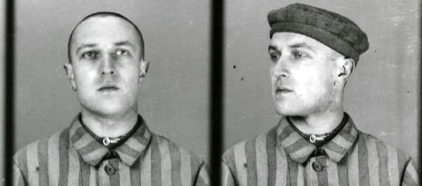Ks. Tadeusz Gaik w obozowym pasiaku w KL Auschwitz (fot. źródło: Archiwum Państwowego Muzeum Auschwitz-Birkenau w Oświęcimiu, www.auschwitz.org)