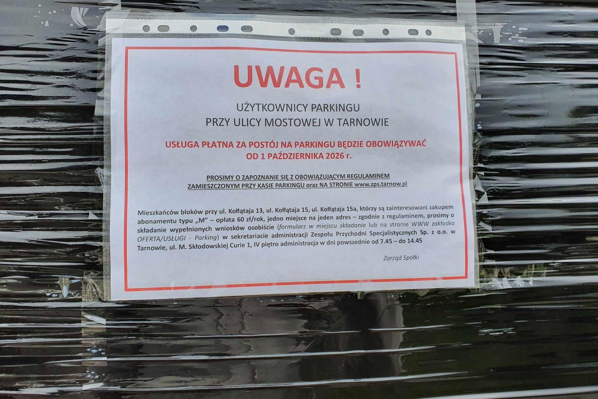 Informacje o płatnościach. Fot. B. Maziarz